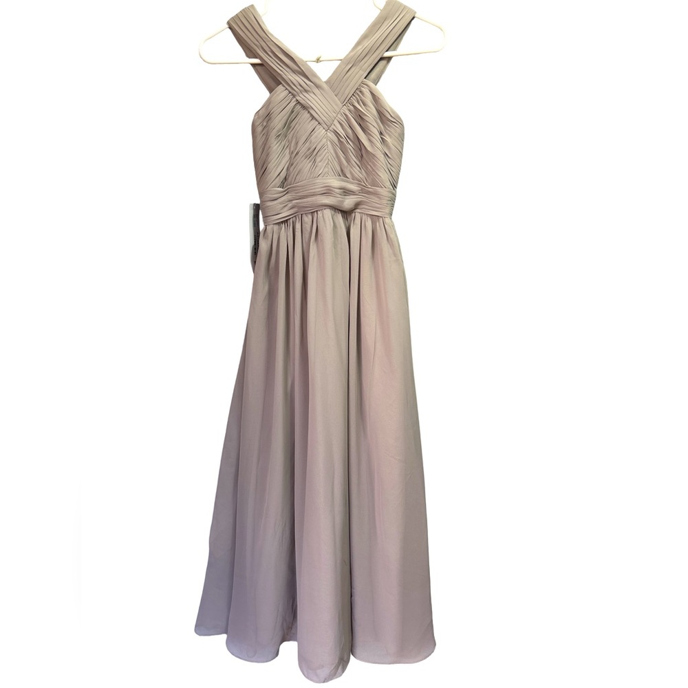 New Azazie Londyn Junior Bridesmaid Silver Gray Formal Girl Dress 6 NWT